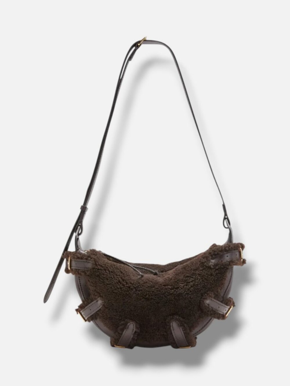 Altuzarra Women's Brown Leather Shearling Buckle Play Crossbody Bag